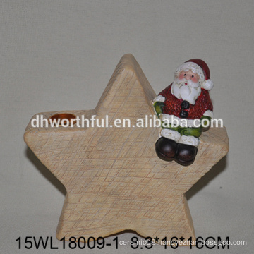 Christmas santa sitting star design ceramic candle holder